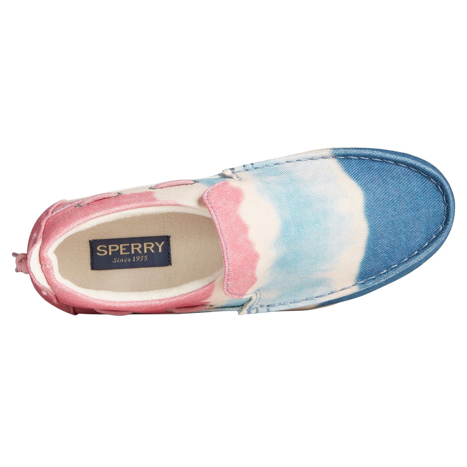 Peltz Shoes  Women's Sperry Moc-Sider Canvas Slip-On BLUE PINK STS87053