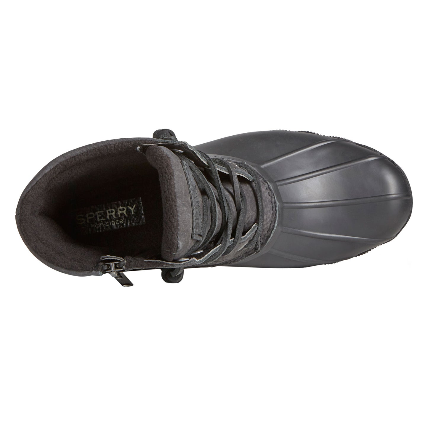Peltz Shoes  Women's Sperry Saltwater Rain Boot SOLID BLACK STS88108