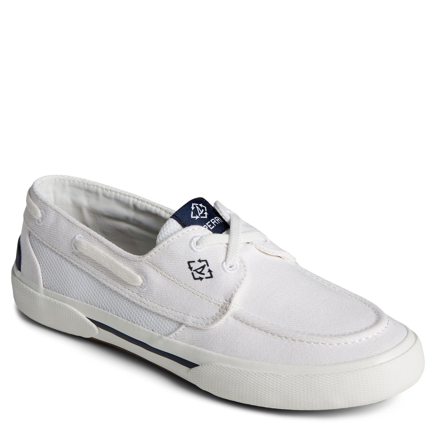 Peltz Shoes  Women's Sperry Pier Wave Boat Sneaker WHITE STS88552