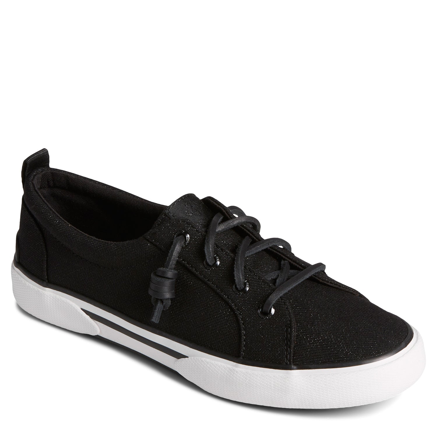 Peltz Shoes  Women's Sperry Pier Wave LTT Sneaker BLACK STS88553