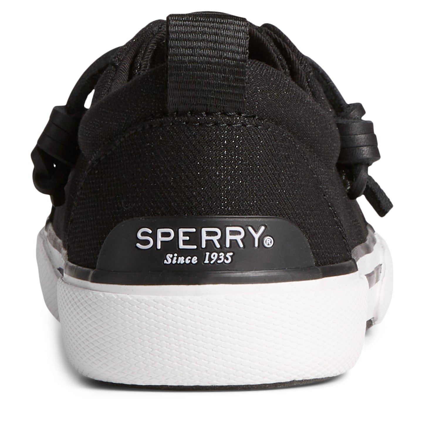 Peltz Shoes  Women's Sperry Pier Wave LTT Sneaker BLACK STS88553