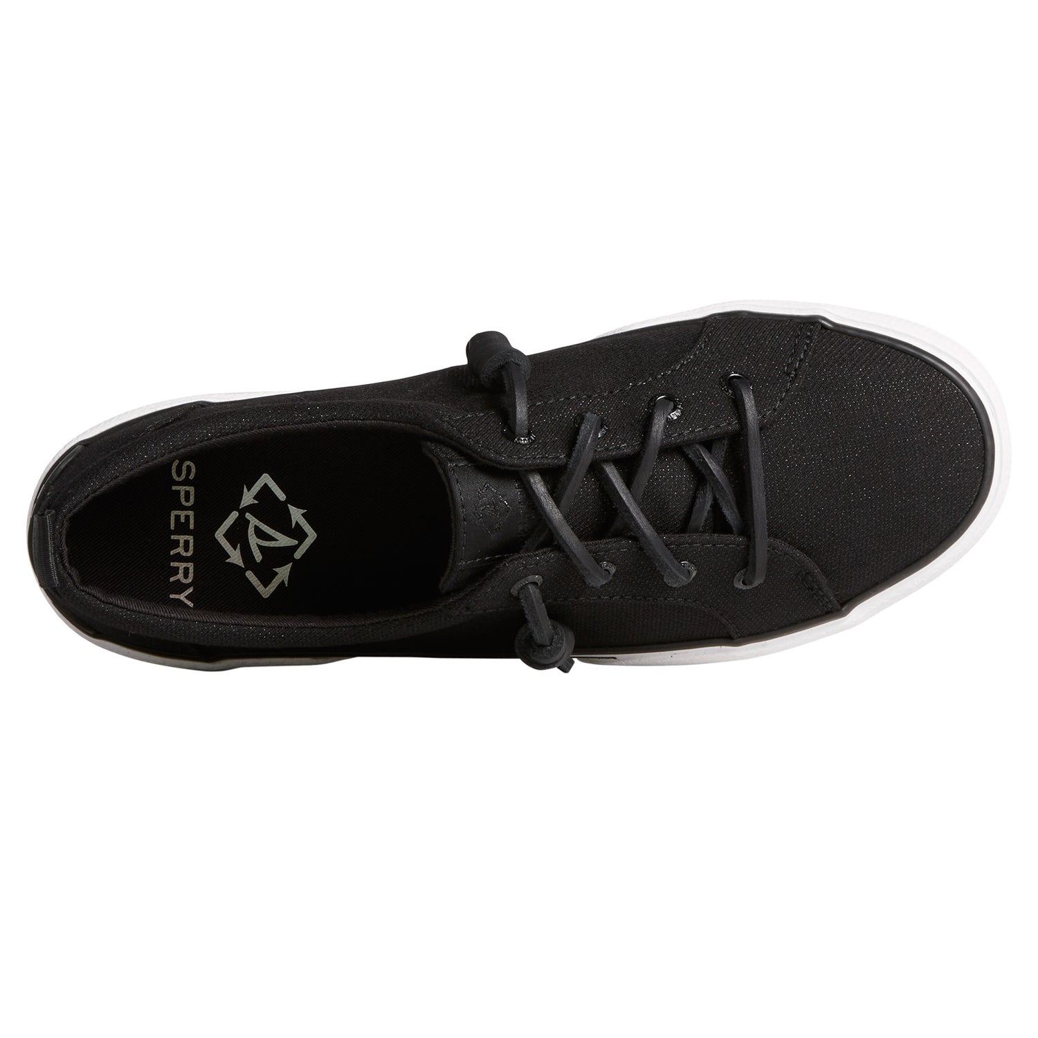 Peltz Shoes  Women's Sperry Pier Wave LTT Sneaker BLACK STS88553