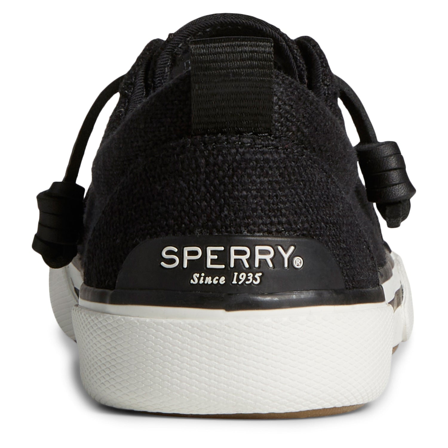 Peltz Shoes  Women's Sperry Pier Wave LTT SeaCycled Sneaker BAJA BLACK STS88565