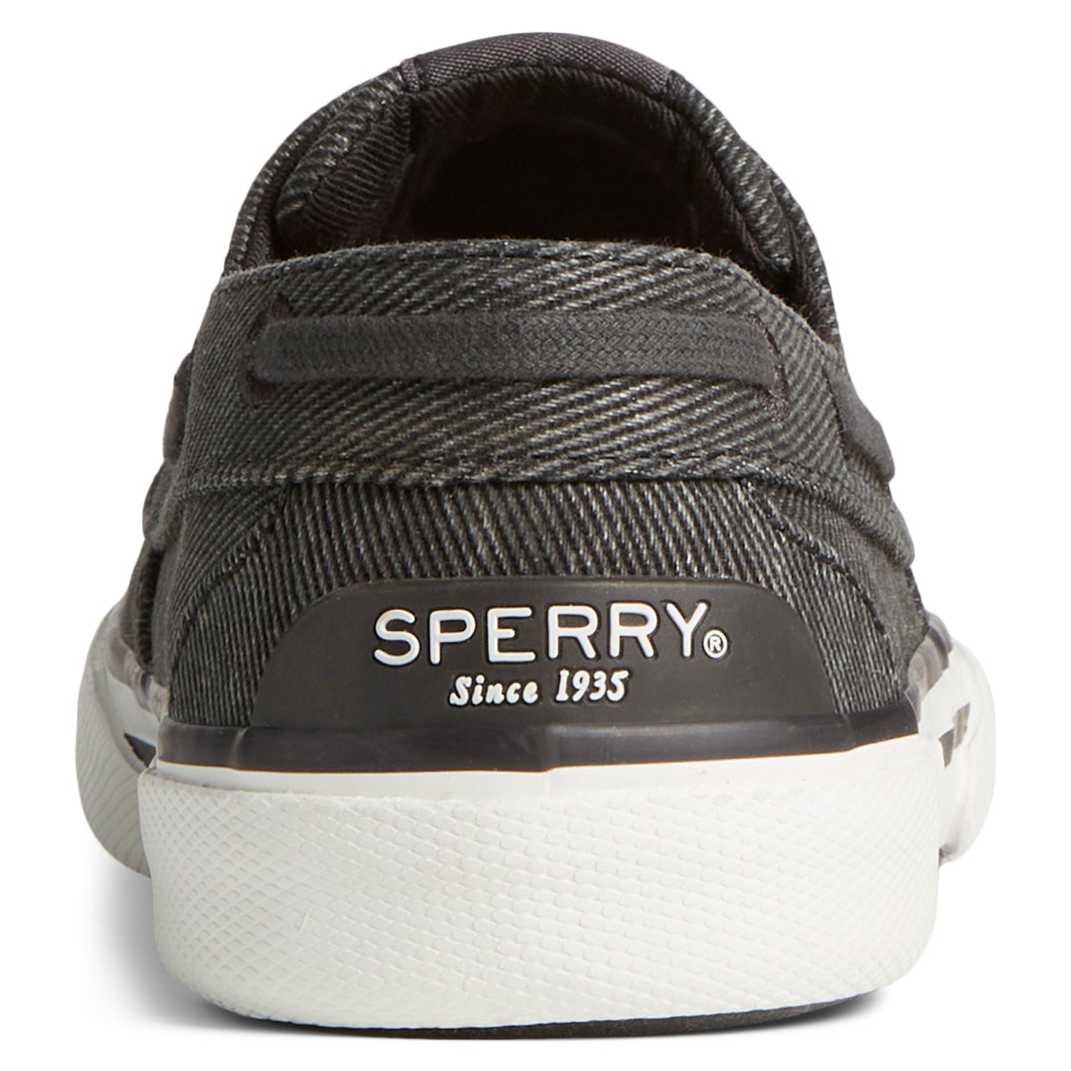 Peltz Shoes  Women's Sperry Pier Wave Boat Sneaker Black STS88785