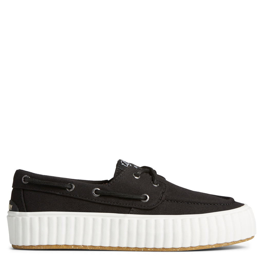 Women's Sperry Pier Wave Boat Platform Sneaker BLACK STS88789