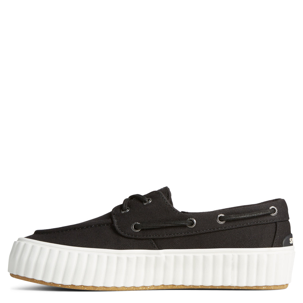 Women's Sperry Pier Wave Boat Platform Sneaker BLACK STS88789