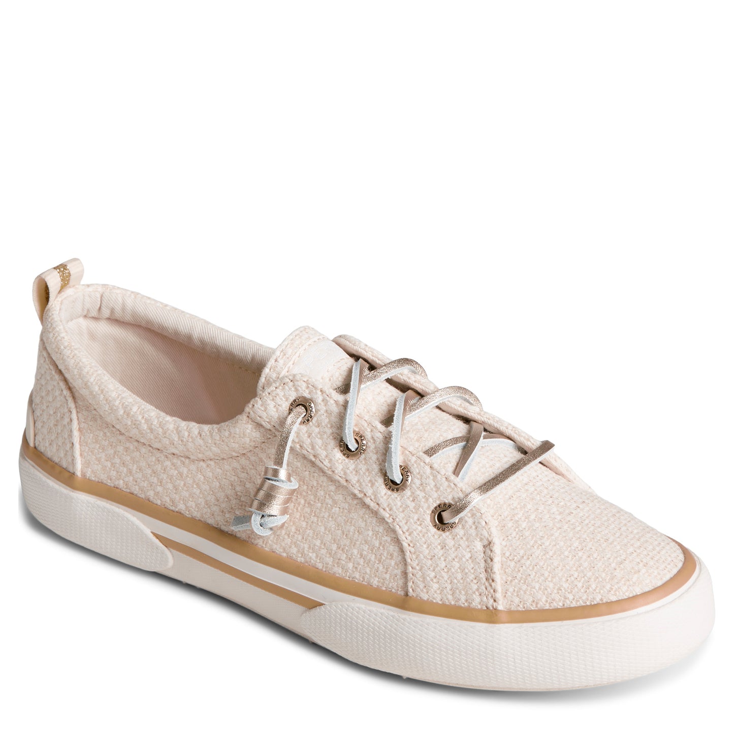 Peltz Shoes  Women's Sperry Pier Wave LTT Sneaker Cream Shimmer STS88795