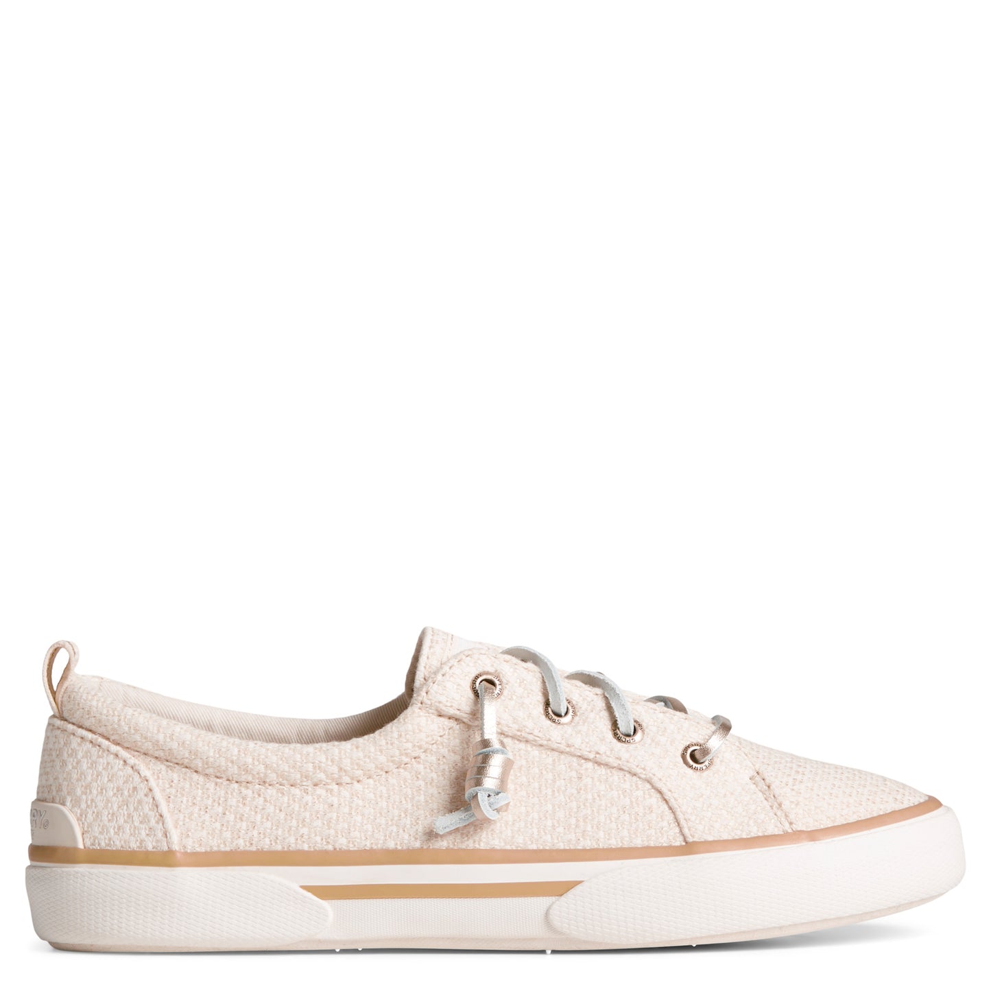 Peltz Shoes  Women's Sperry Pier Wave LTT Sneaker Cream Shimmer STS88795