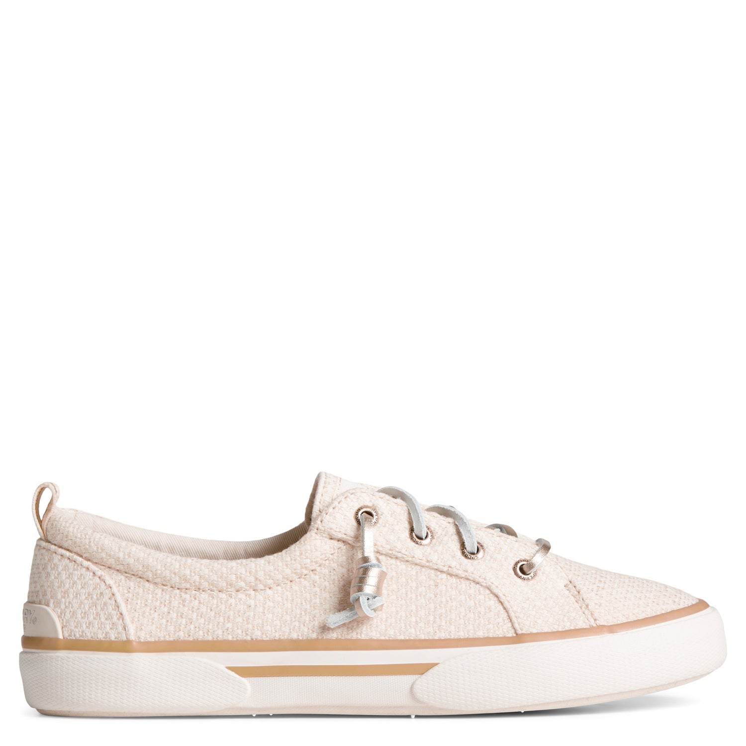 Peltz Shoes  Women's Sperry Pier Wave LTT Sneaker Cream Shimmer STS88795