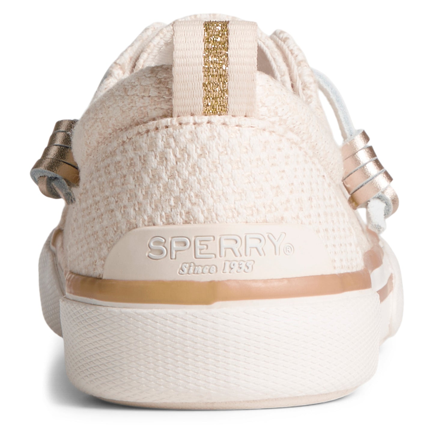 Peltz Shoes  Women's Sperry Pier Wave LTT Sneaker Cream Shimmer STS88795