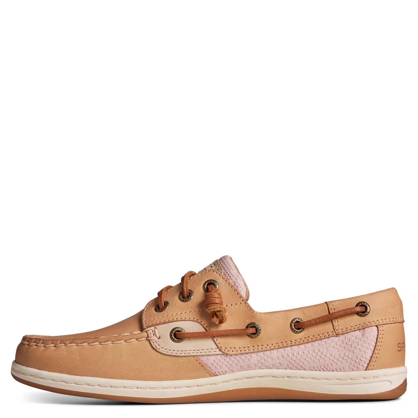 Peltz Shoes  Women's Sperry Songfish Boat Shoe tan / beige fabric STS88984