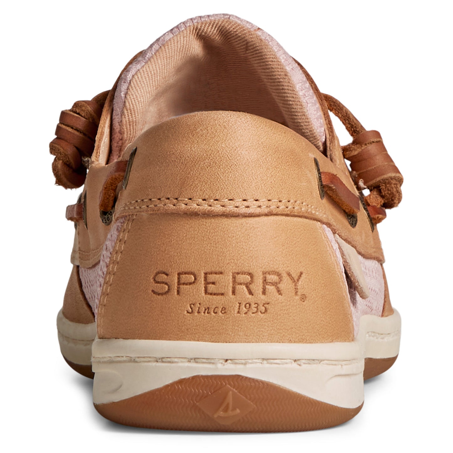 Peltz Shoes  Women's Sperry Songfish Boat Shoe tan / beige fabric STS88984