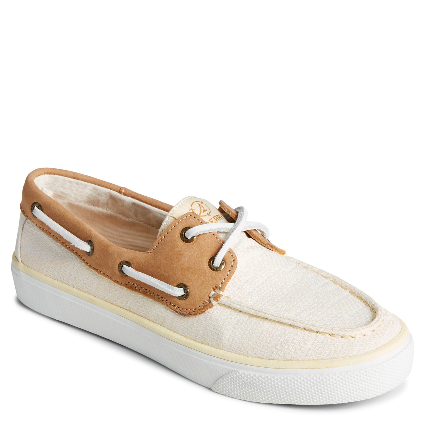 Peltz Shoes  Women's Sperry SeaCycled Bahama II Sneaker Off White Jacquard STS89015