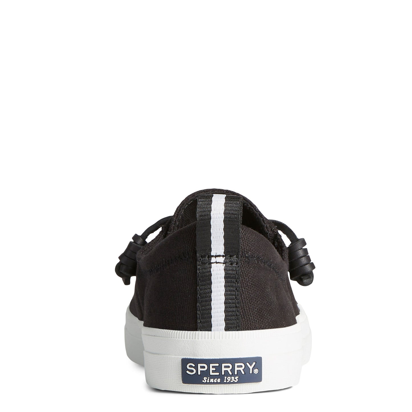 Peltz Shoes  Women's Sperry Crest Vibe Sneaker Black Linen STS99251