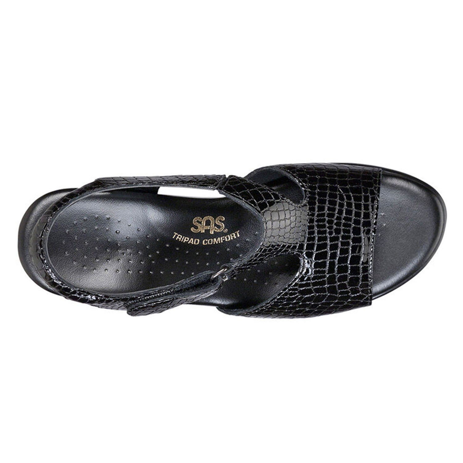 Peltz Shoes  Women's SAS Suntimer Sandal BLACK CROC SUNTIMER BLK CR