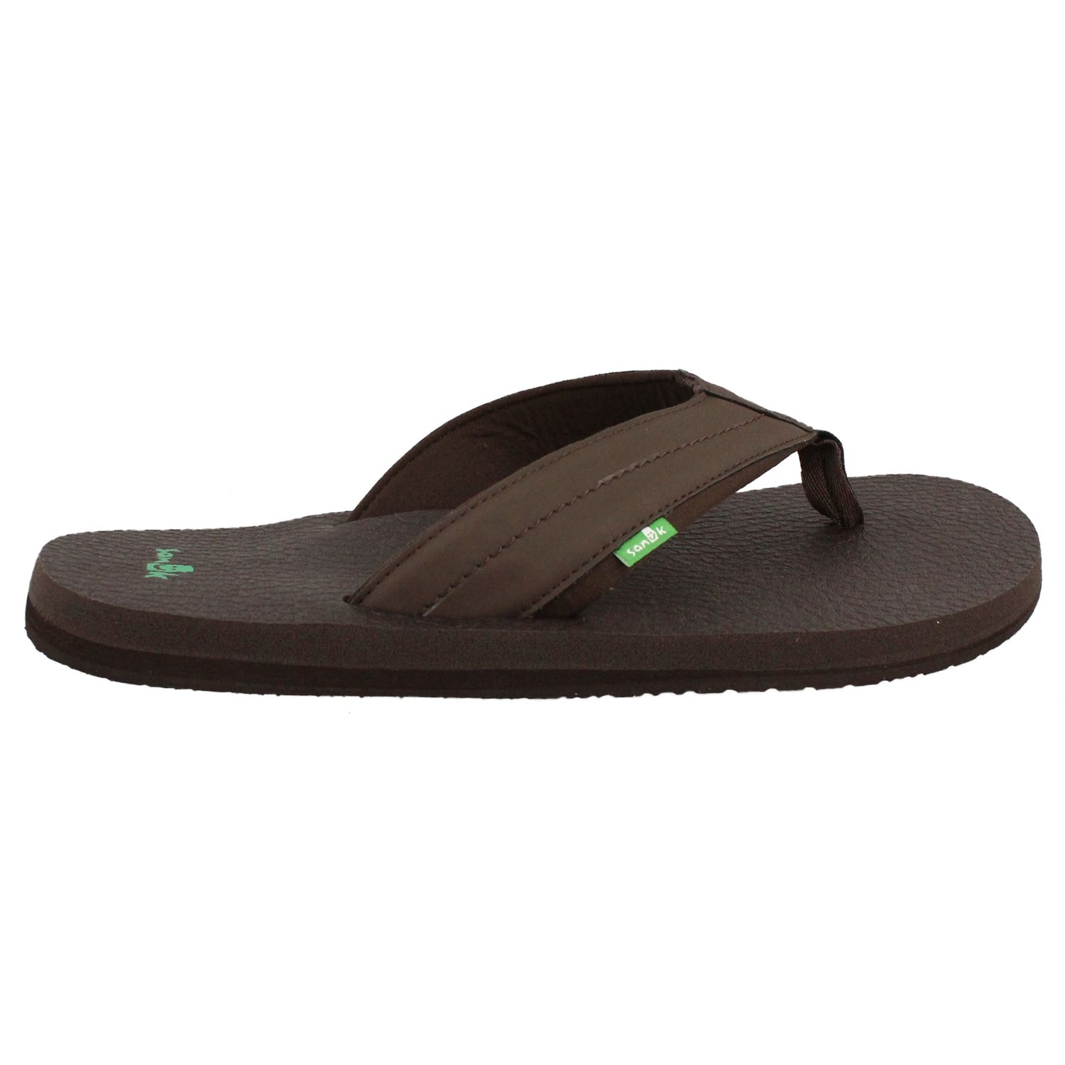 SANUK Flip Flops Men's Size 10 US Brown Logo Sandals Cushioned