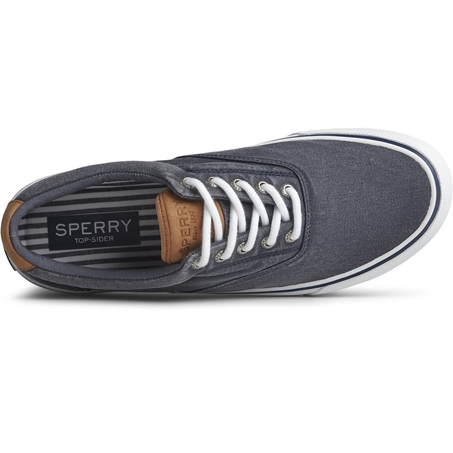 Peltz Shoes  Men's Sperry Striper II CVO Sneaker SALTWASH NAVY STS22044