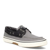 Peltz Shoes  Men's Sperry Halyard Boat Shoe GREY BLACK WHITE STS22946