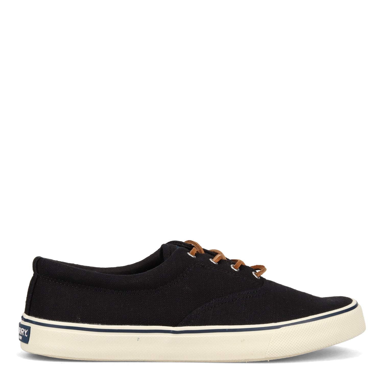 Peltz Shoes  Men's Sperry Striper II CVO Sneaker BLACK LINEN STS23059