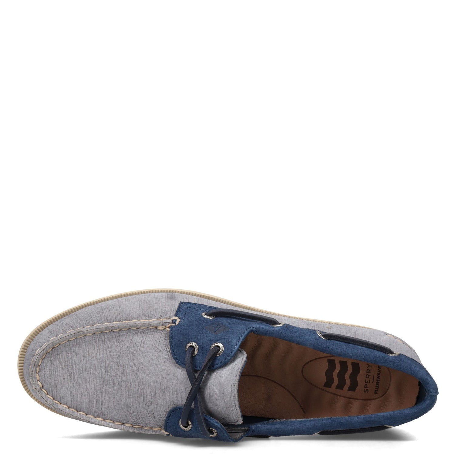 Peltz Shoes  Men's Sperry Authentic Original Plushwave GREY NAVY STS23763