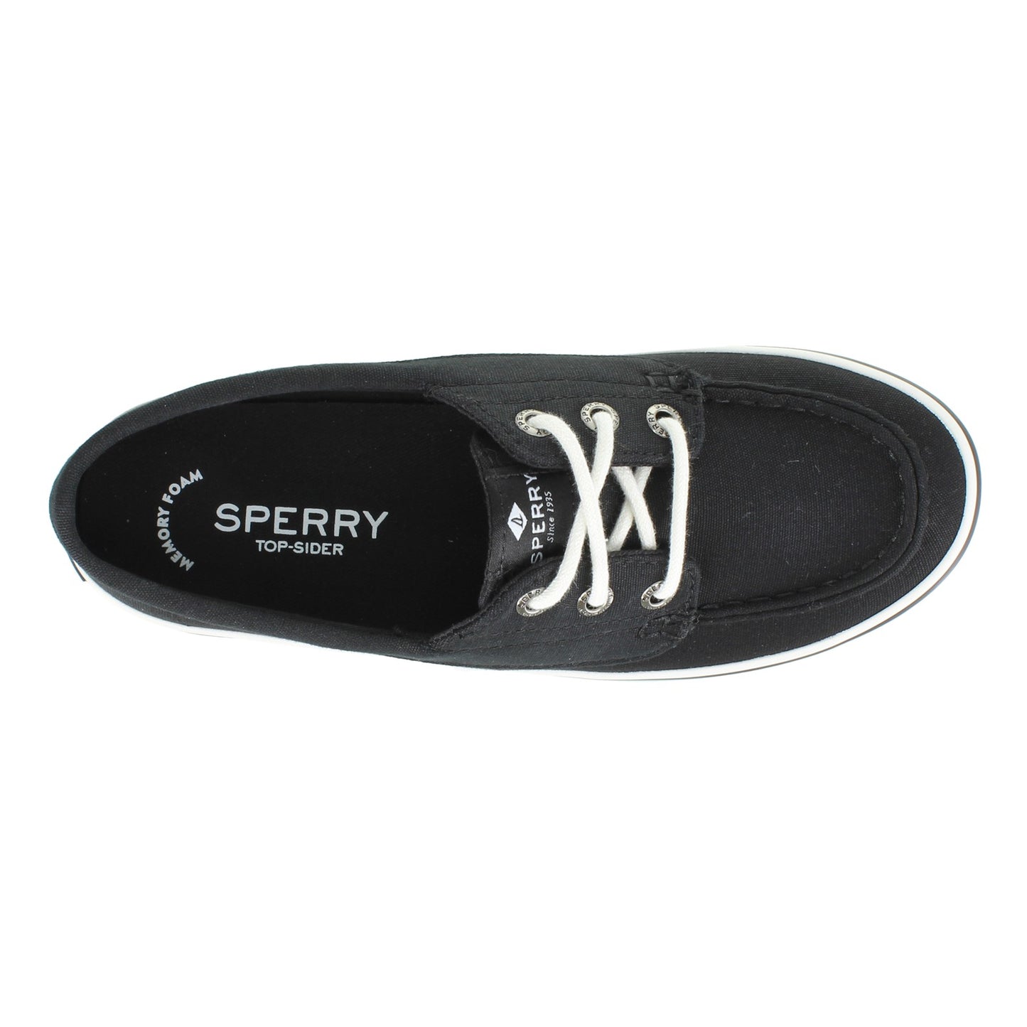 Peltz Shoes  Women's Sperry Lounge Camp Moc Sneaker BLACK STS84638
