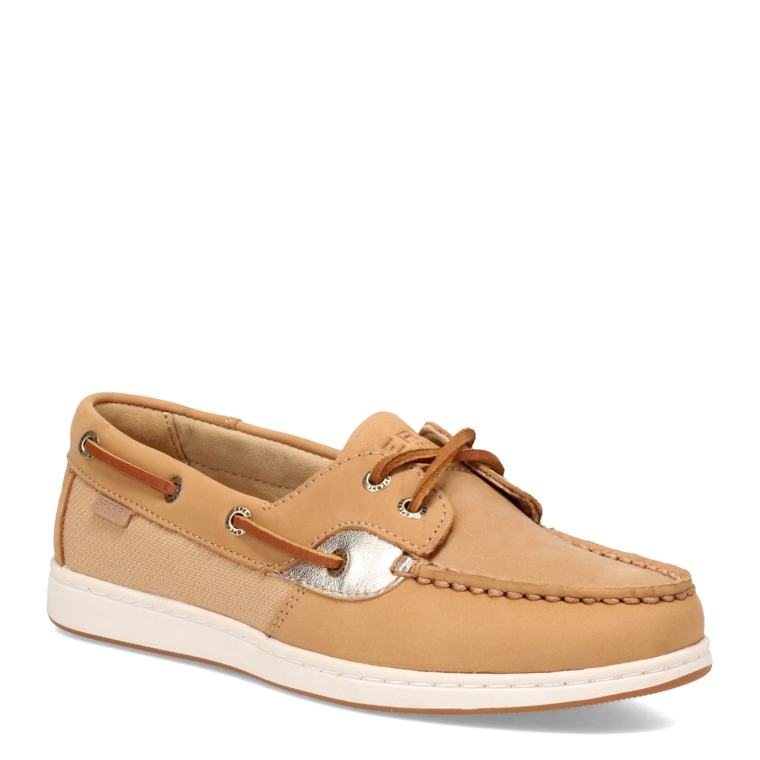Peltz Shoes  Women's Sperry Coastfish 2-Eye Boat Shoe TAN GOLD STS85161
