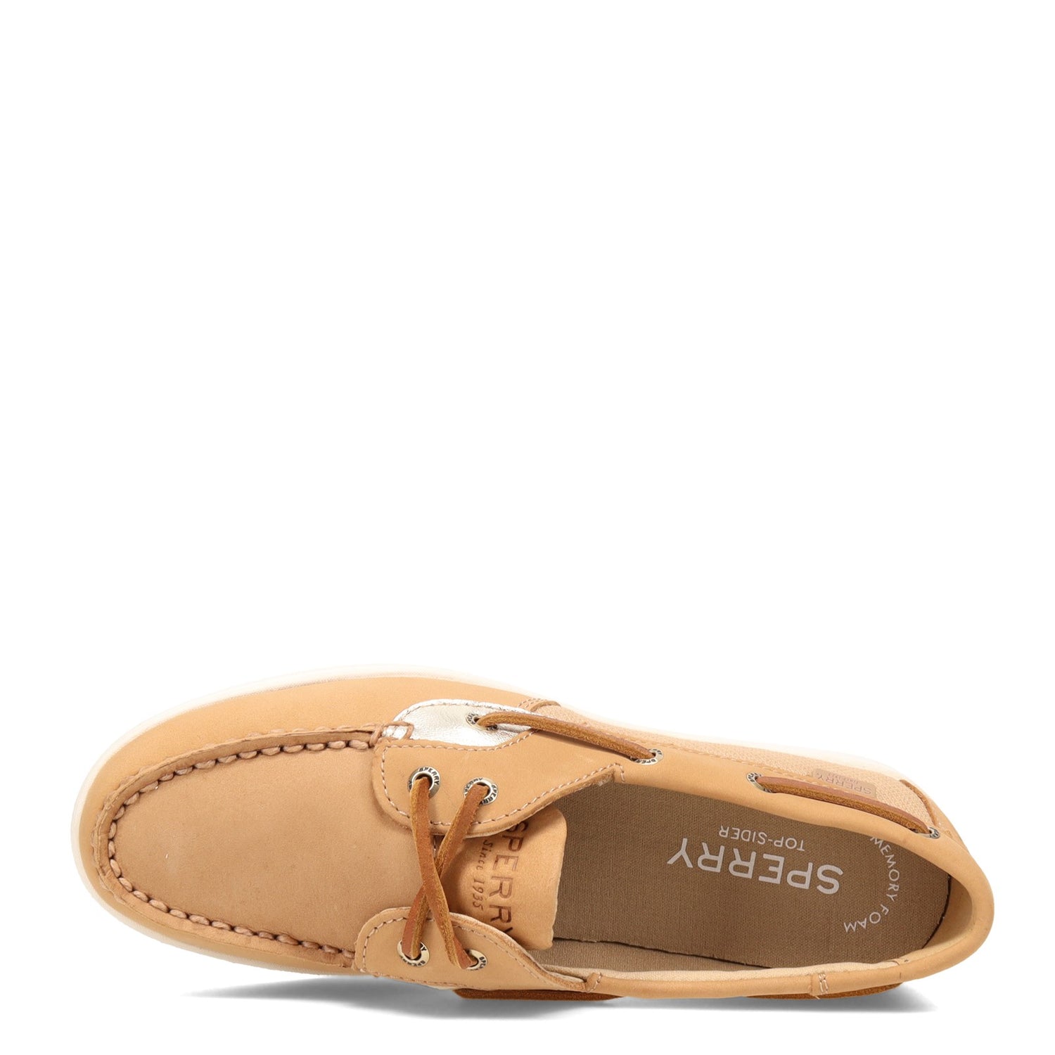 Peltz Shoes  Women's Sperry Coastfish 2-Eye Boat Shoe TAN GOLD STS85161