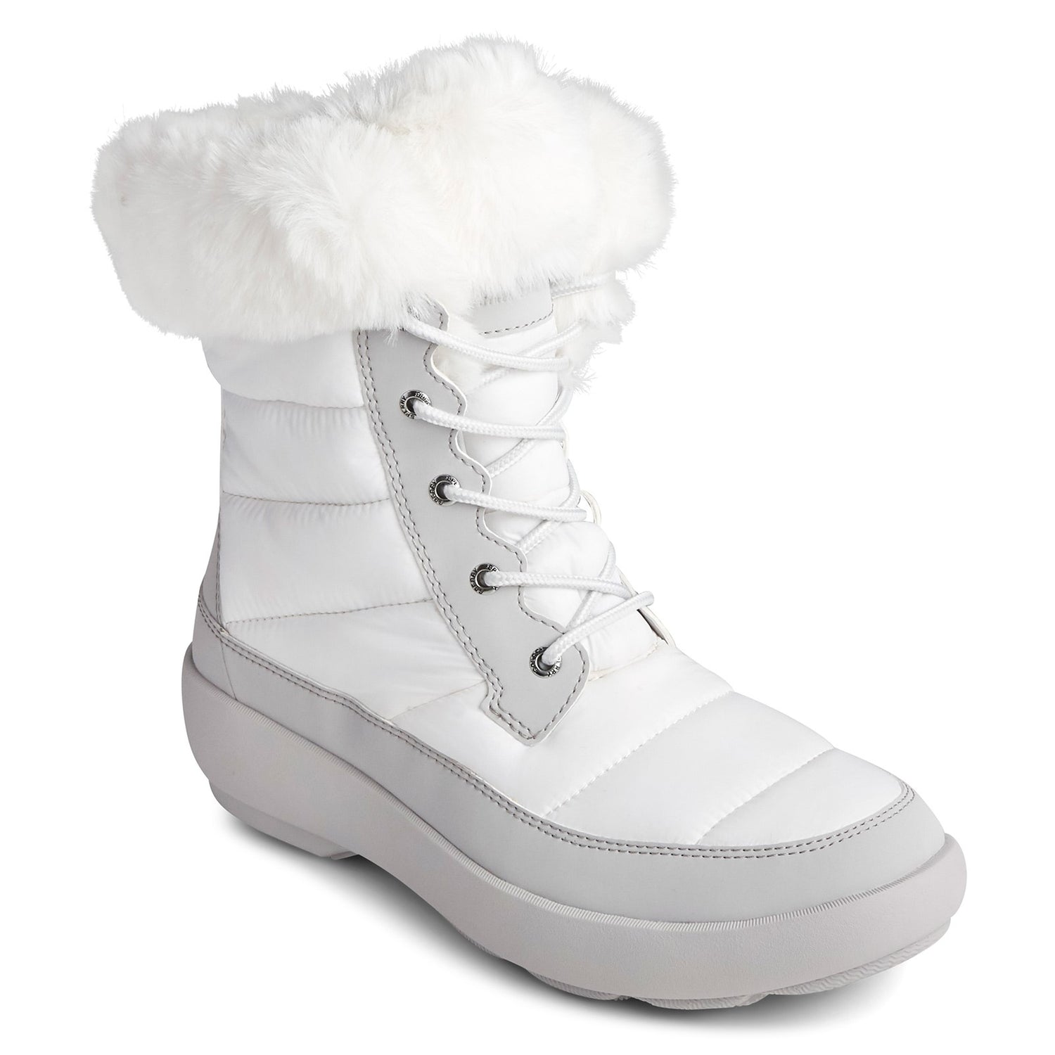 Peltz Shoes  Women's Sperry Bearing Plushwave Boot WINTER WHITE STS85783