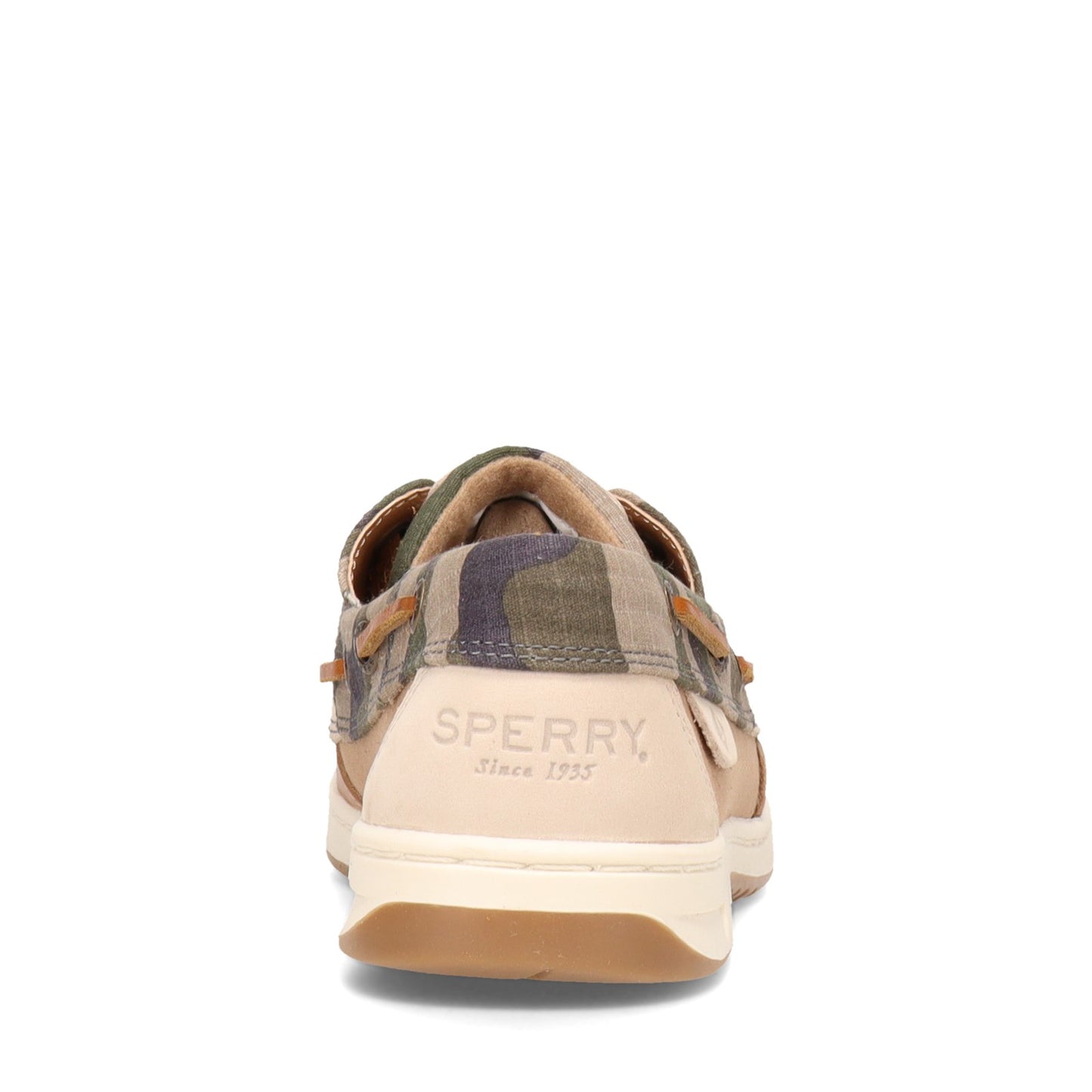 Peltz Shoes  Women's Sperry Bluefish 2 Eye Boat Shoe TAN CAMO STS86718
