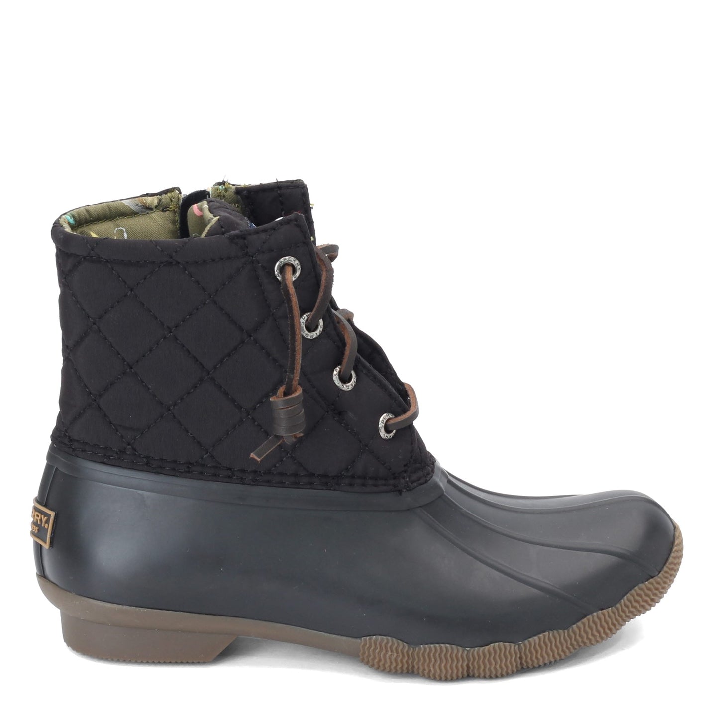 Peltz Shoes  Women's Sperry Saltwater Quilted Nylon Duck Boot BLACK STS94063