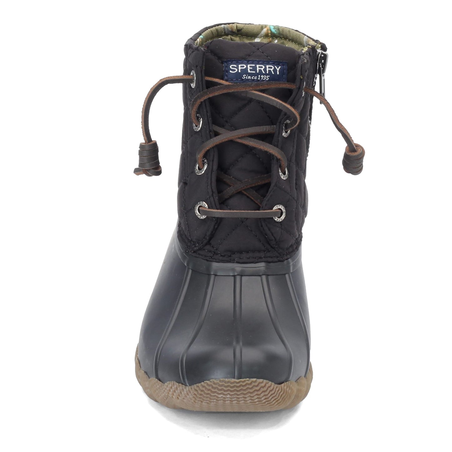 Peltz Shoes  Women's Sperry Saltwater Quilted Nylon Duck Boot BLACK STS94063