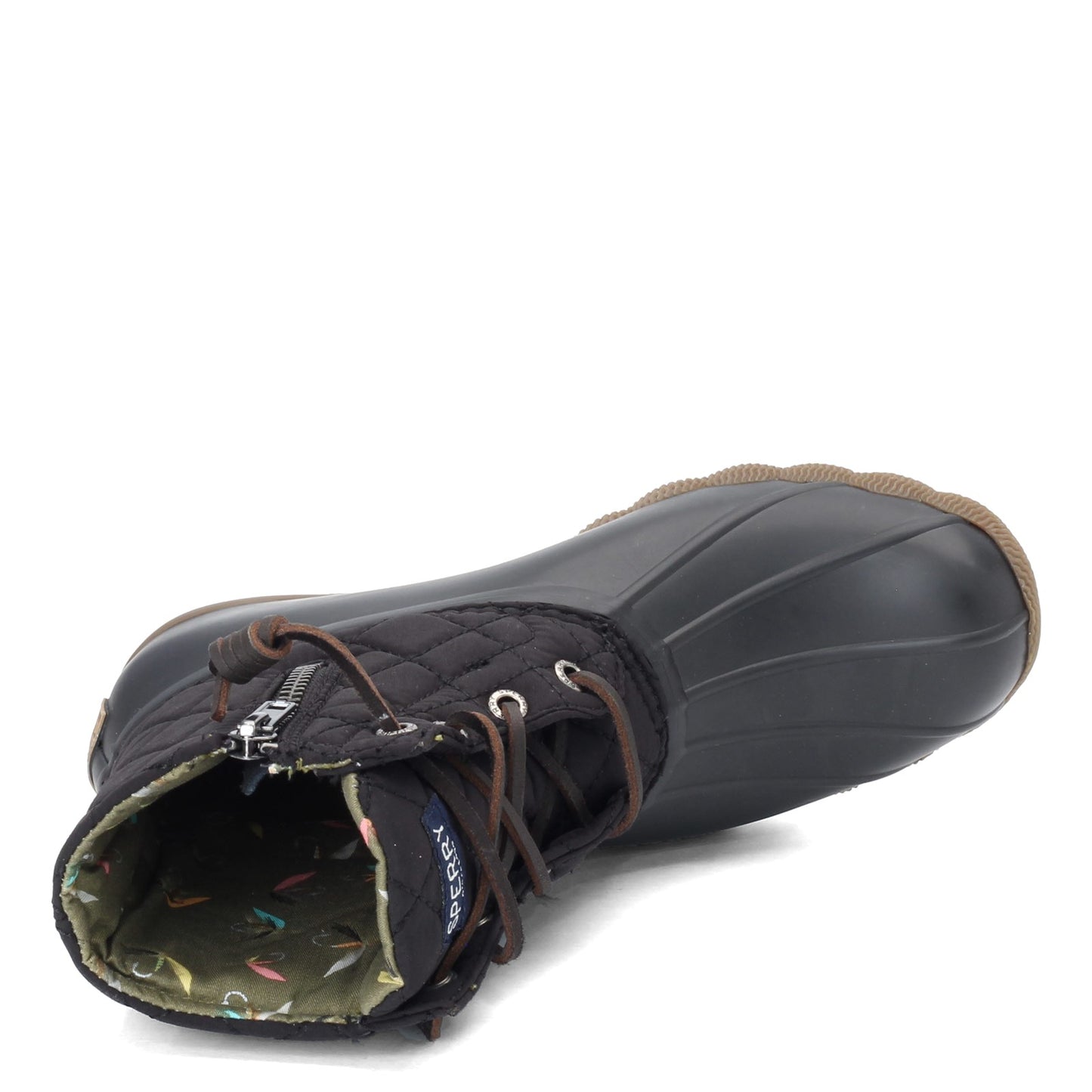 Peltz Shoes  Women's Sperry Saltwater Quilted Nylon Duck Boot BLACK STS94063