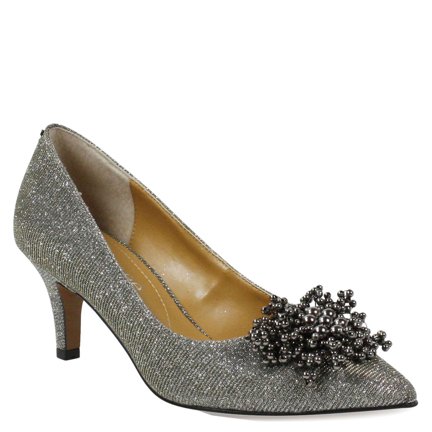 Peltz Shoes  Women's J Renee Tacitha Pump Pewter Glitter TACITH-GFPEW