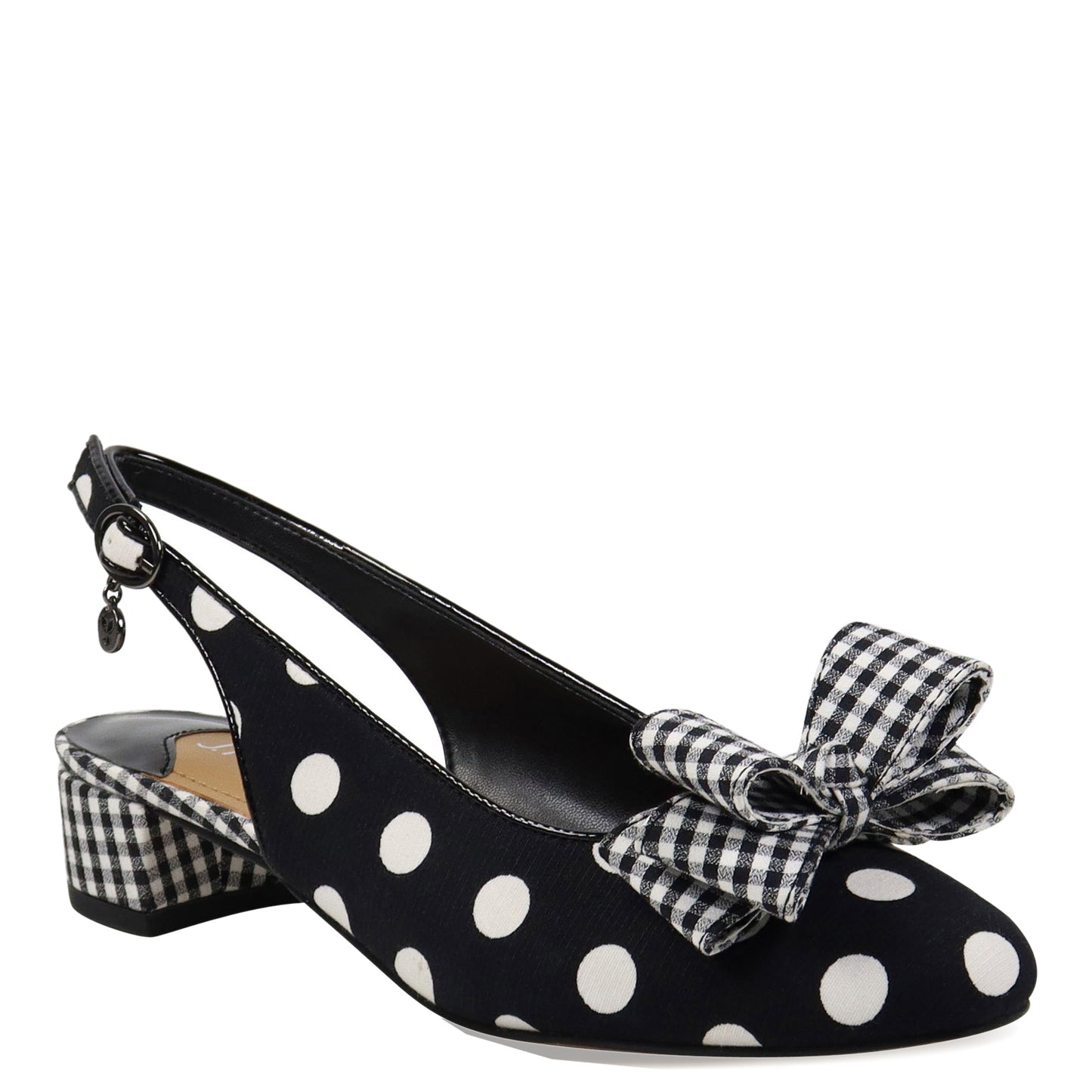 Peltz Shoes  Women's J Renee Tanay Pump Black White Dots TANAY-FABWH
