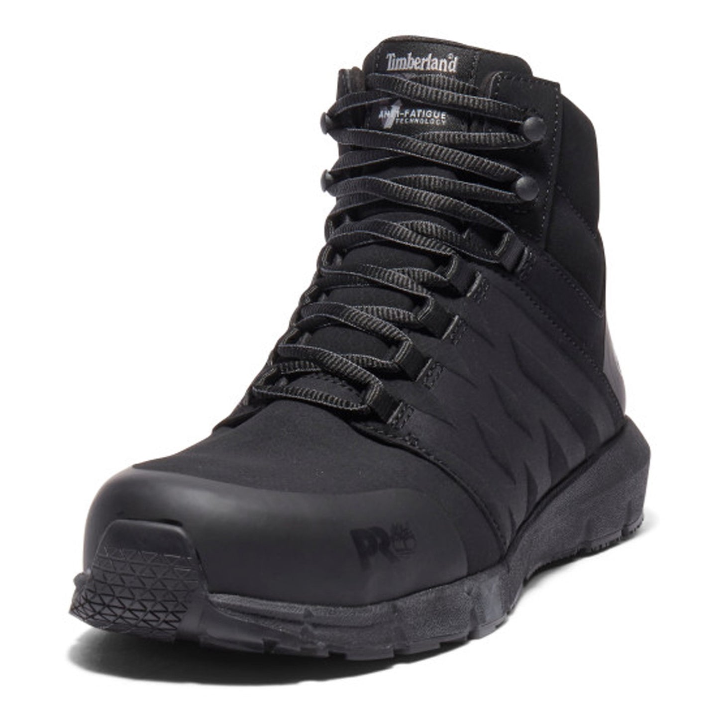 Peltz Shoes  Men's Timberland Pro Radius Mid Comp Toe Work Boot SOLID BLACK TB0A28WF001