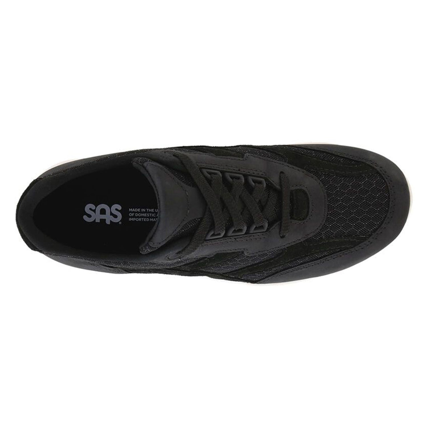 Peltz Shoes  Women's SAS Tour Mesh Sneaker BLACK / WHITE TOUR MESH-NOVA