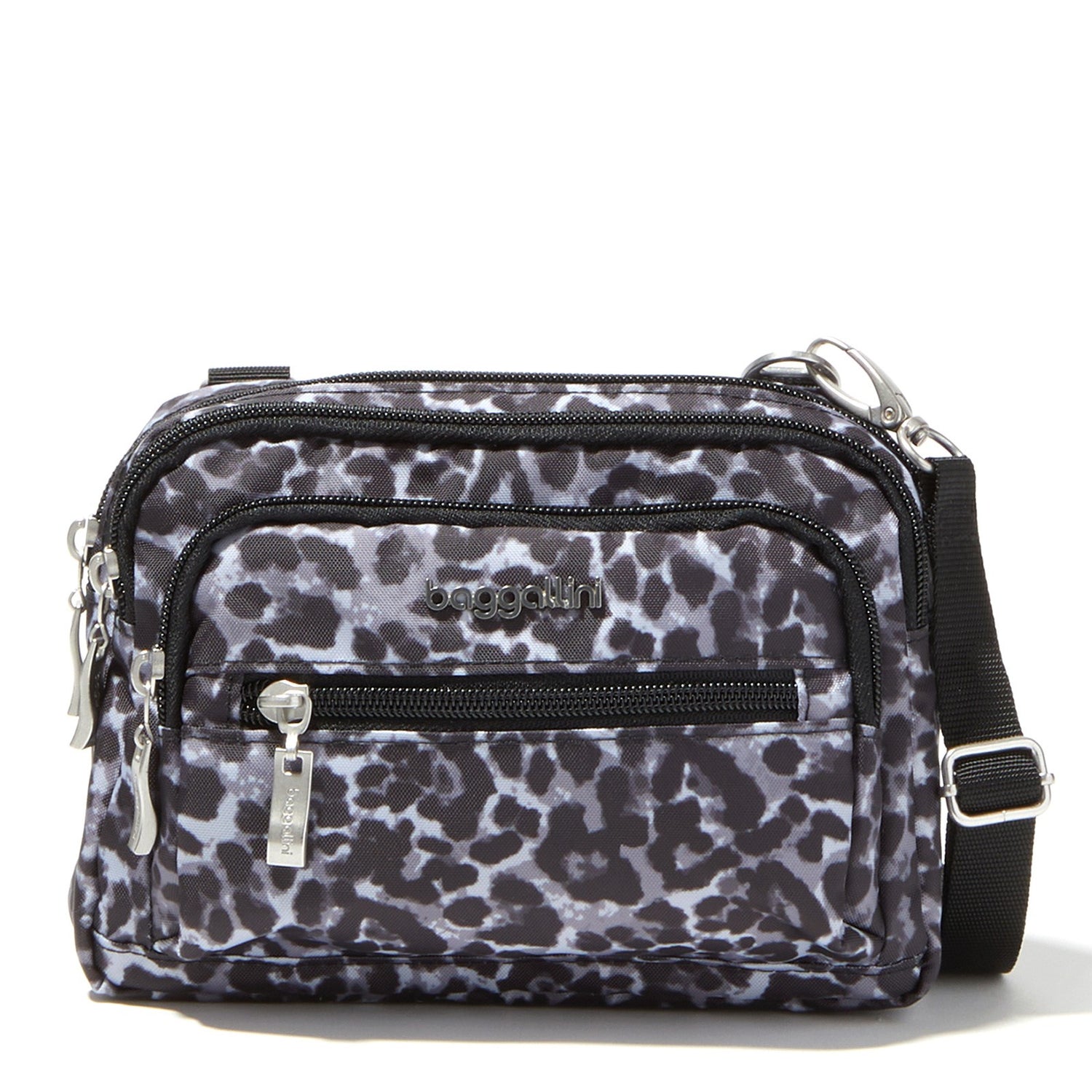 Peltz Shoes  Women's Baggallini Triple Zip Mini Crossbody GREY CHEETAH TRZ419-GREY CHE