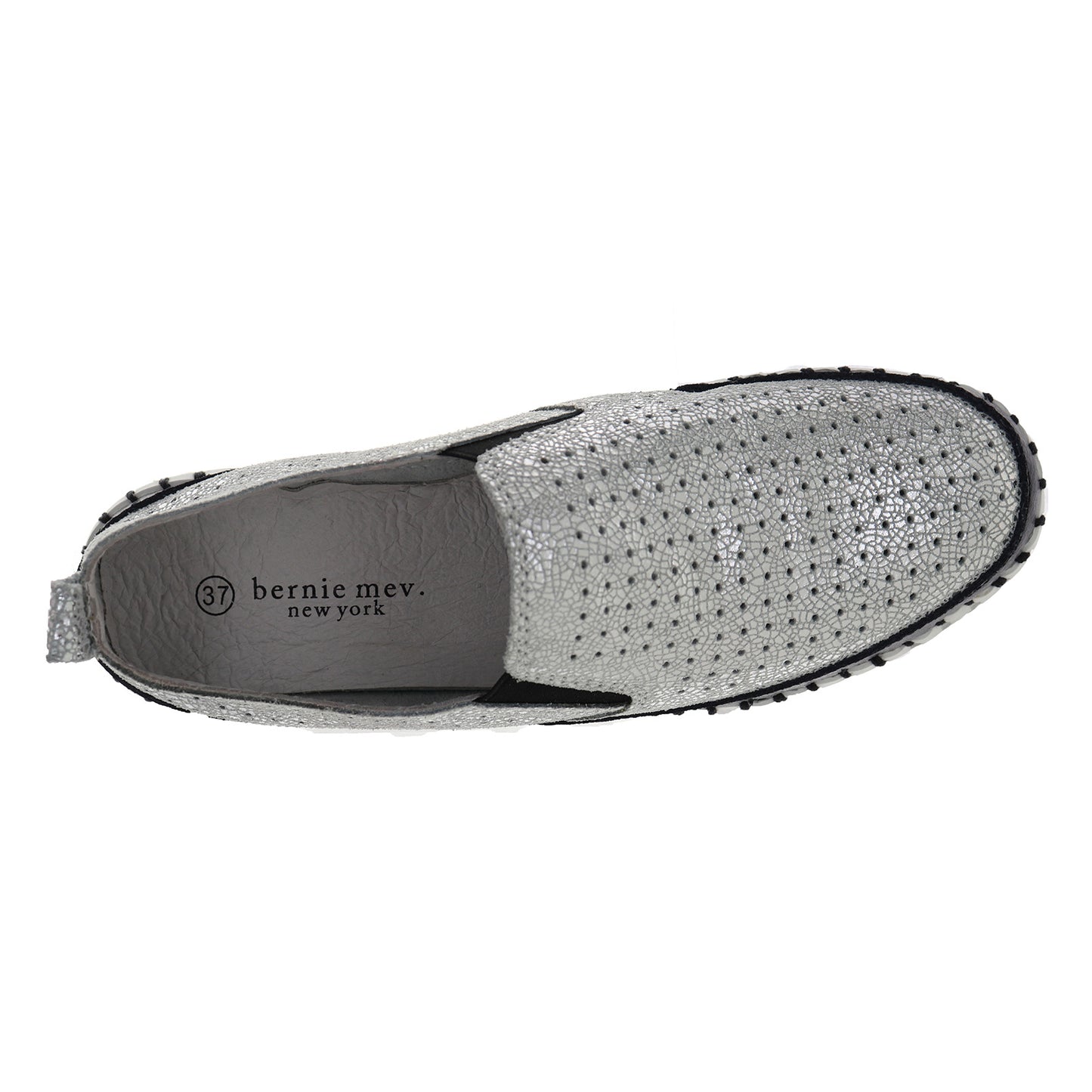 Peltz Shoes  Women's Bernie Mev TW140 Slip-On Silver Black TW140-BLK SIL