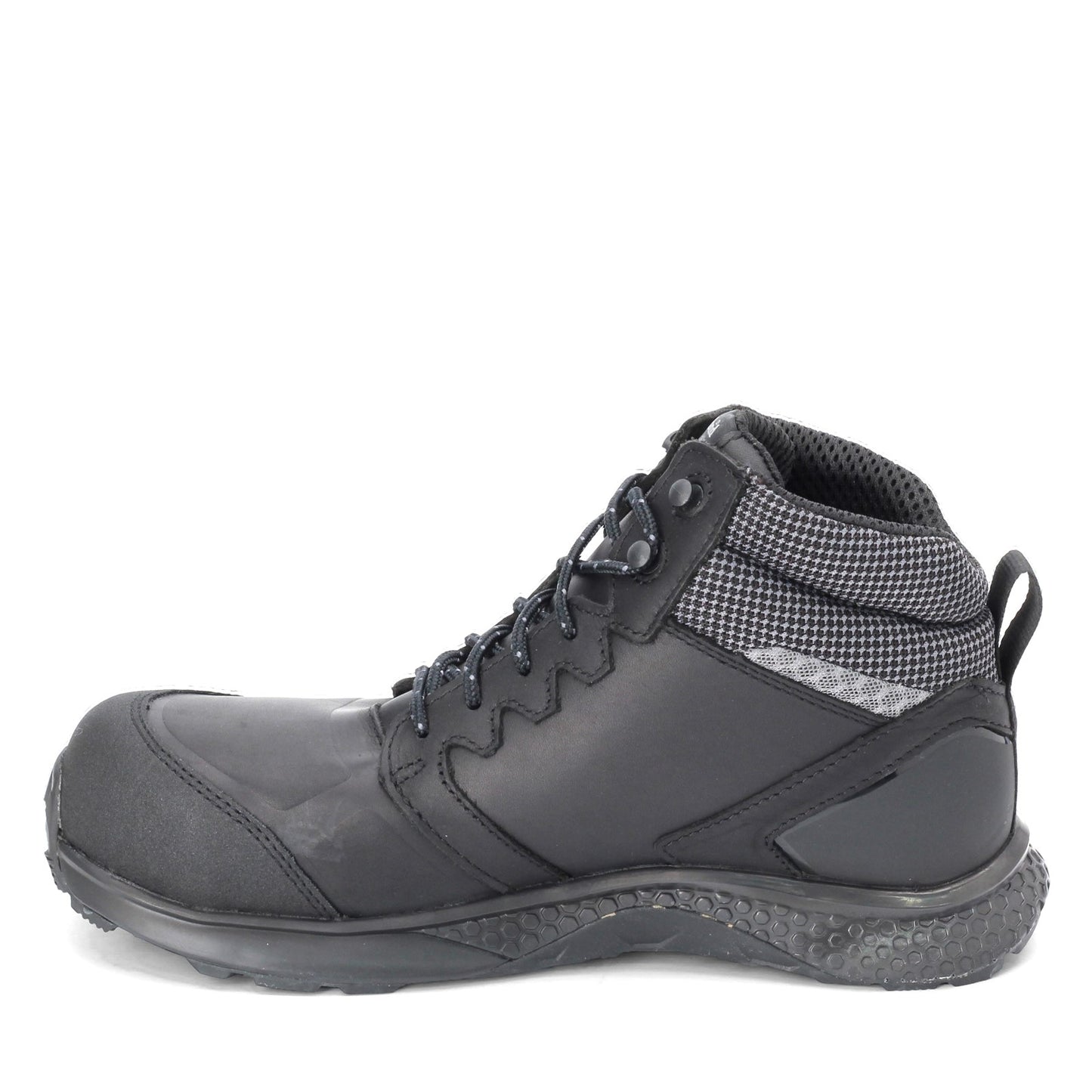 Peltz Shoes  Men's Timberland Pro Reaxion Mid Comp Toe Work Boot BLACK GRAY TB0A1ZC9001