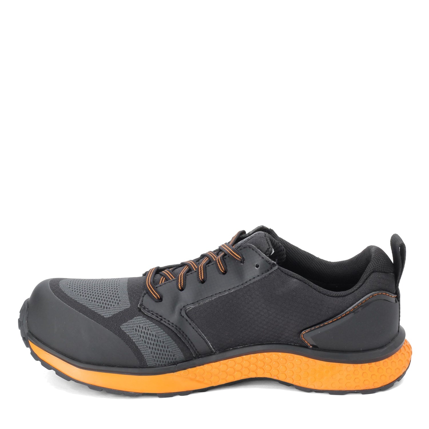 Peltz Shoes  Men's Timberland Pro Reaxion Low Comp Toe Work Shoe BLACK ORANGE TB0A2123001