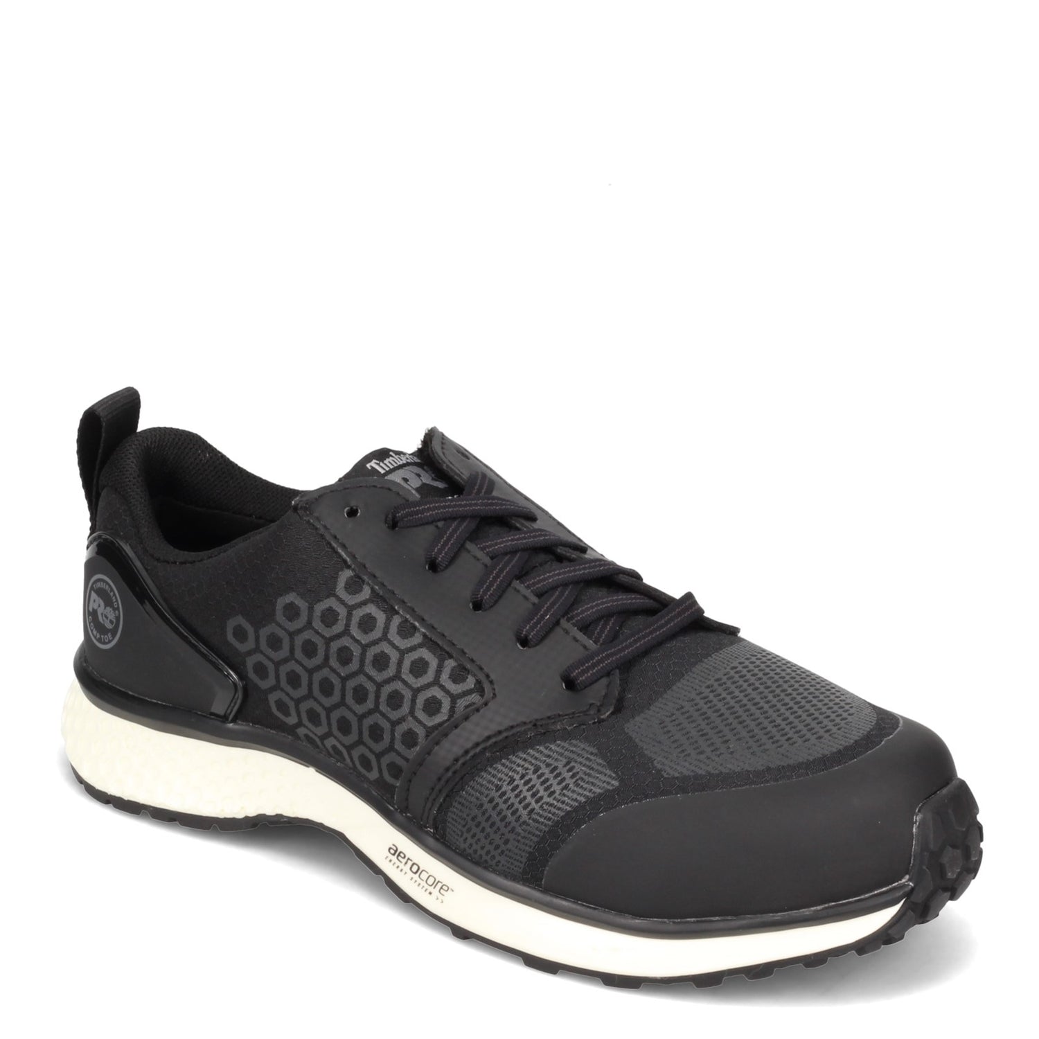 Peltz Shoes  Women's Timberland Pro Reaxion Low Comp Toe Work Shoe BLACK / WHITE TB0A27D1