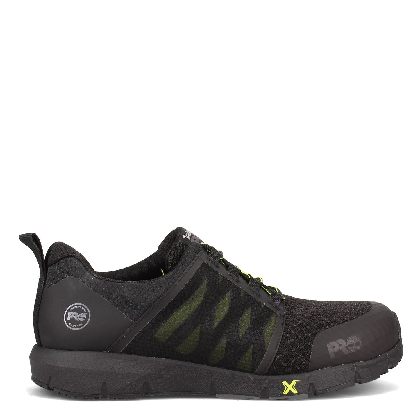 Peltz Shoes  Men's Timberland Pro Radius Comp Toe Work Shoe BLACK LIME TB0A27X5001