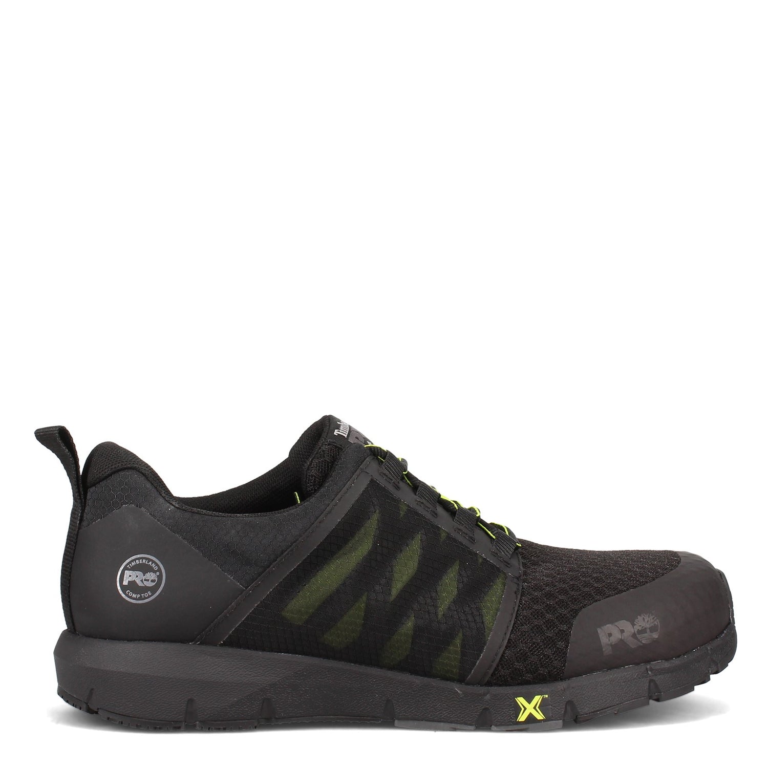 Peltz Shoes  Men's Timberland Pro Radius Comp Toe Work Shoe BLACK LIME TB0A27X5001