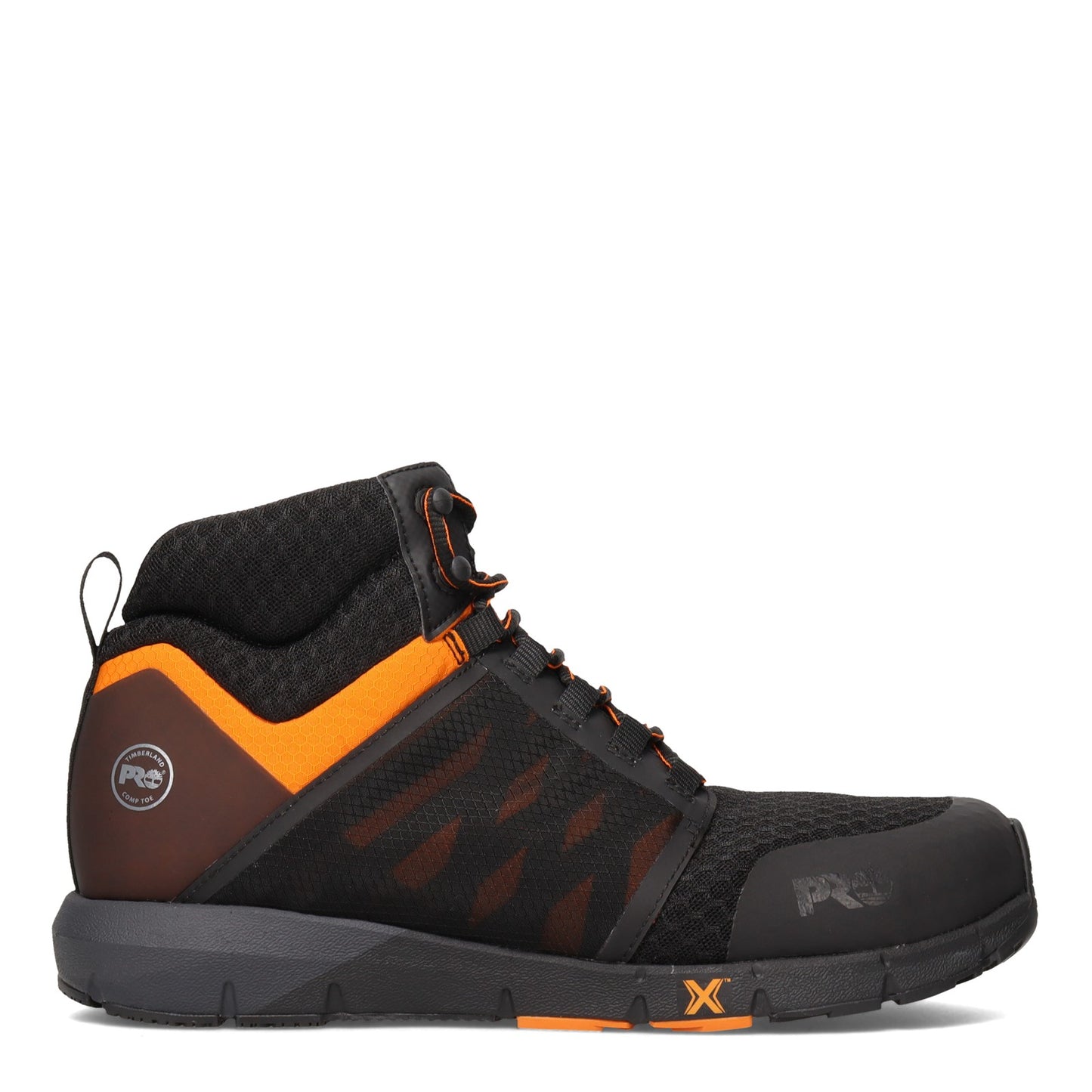Peltz Shoes  Men's Timberland Pro Radius Mid Comp Toe Work Boot BLACK ORANGE TB0A29QB001