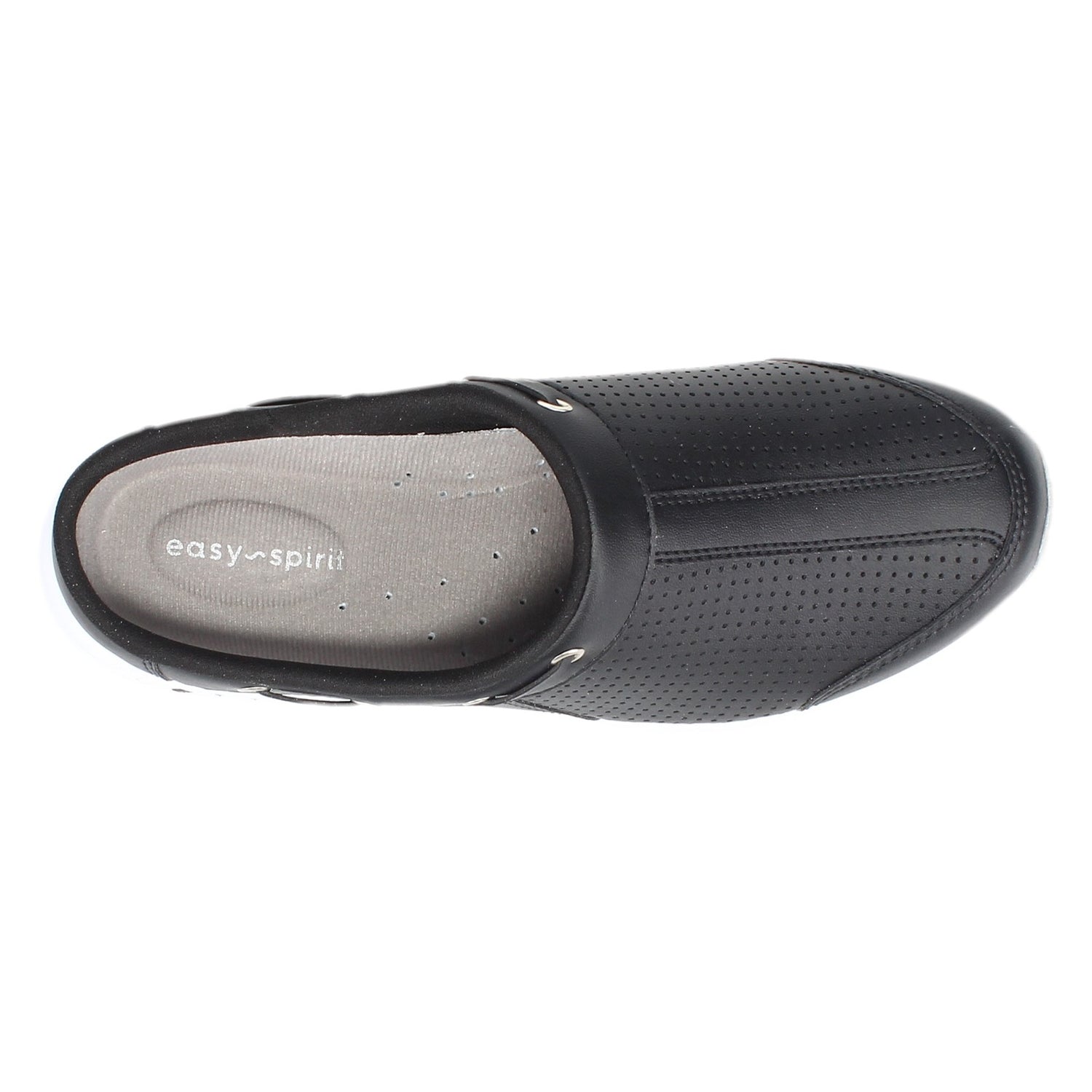 Peltz Shoes  Women's Easy Spirit Travelport Clog BLACK PERF TRAVPORT67-001