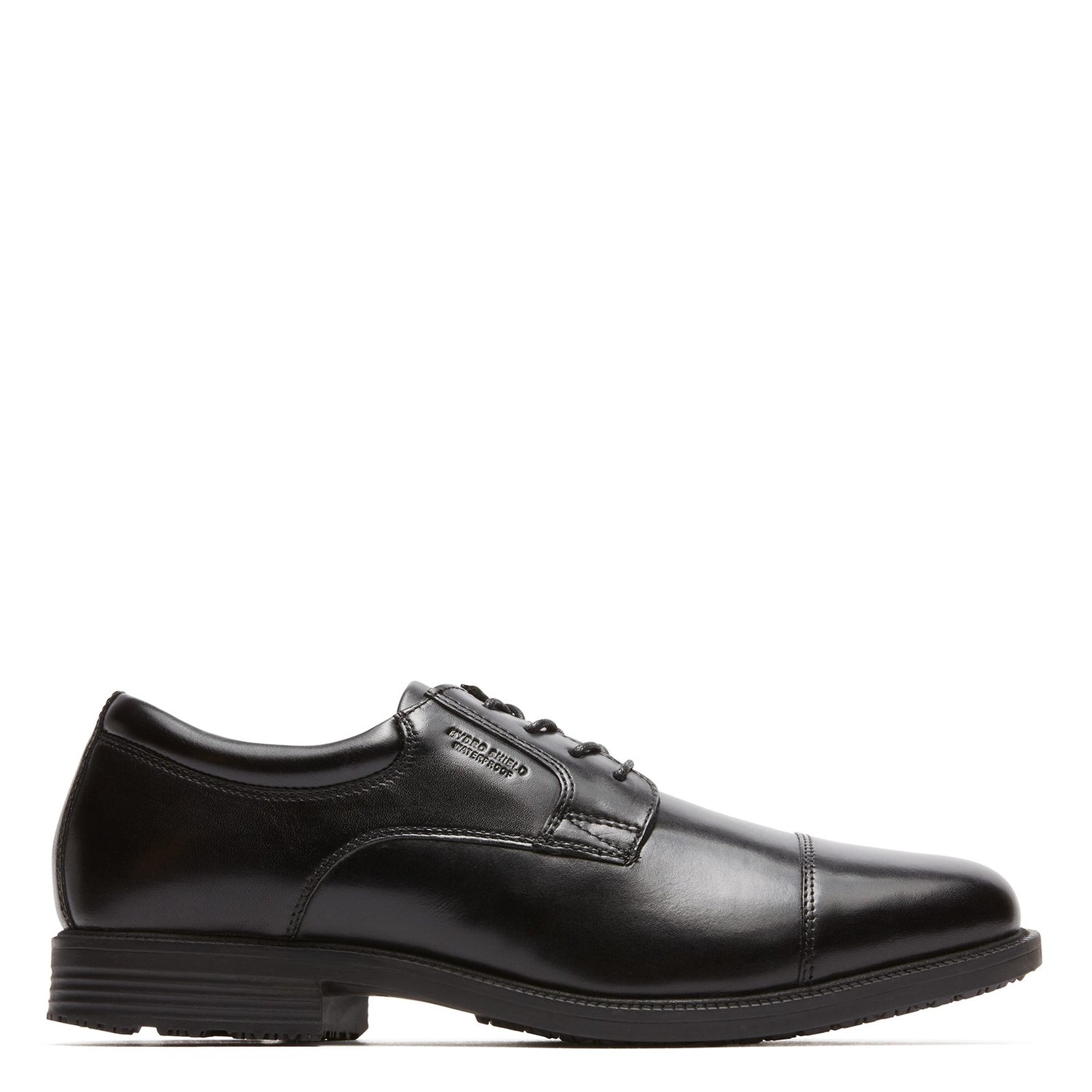 Peltz Shoes  Men's Rockport Essential Details Waterproof Cap Toe Oxford BLACK V73839
