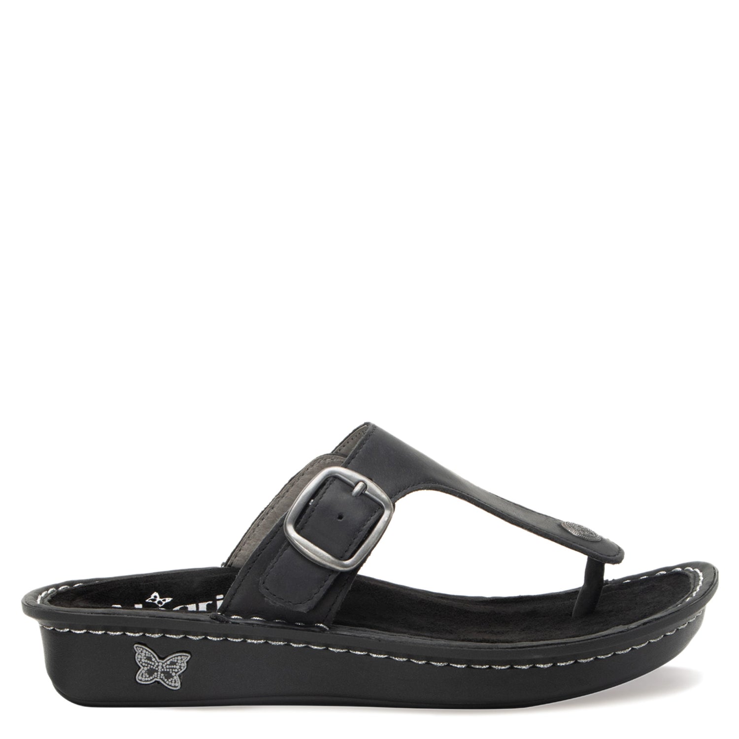 Peltz Shoes  Women's Alegria Vella Sandal Oiled Black VEL-7414