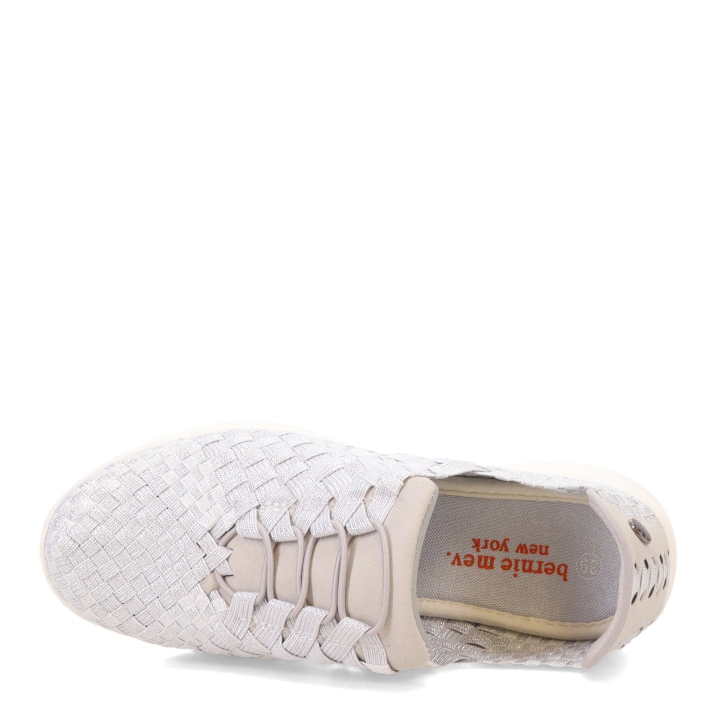 Peltz Shoes  Women's Bernie Mev Victoria Slip-On WHITE SHIMMER VICTORIA WHTS