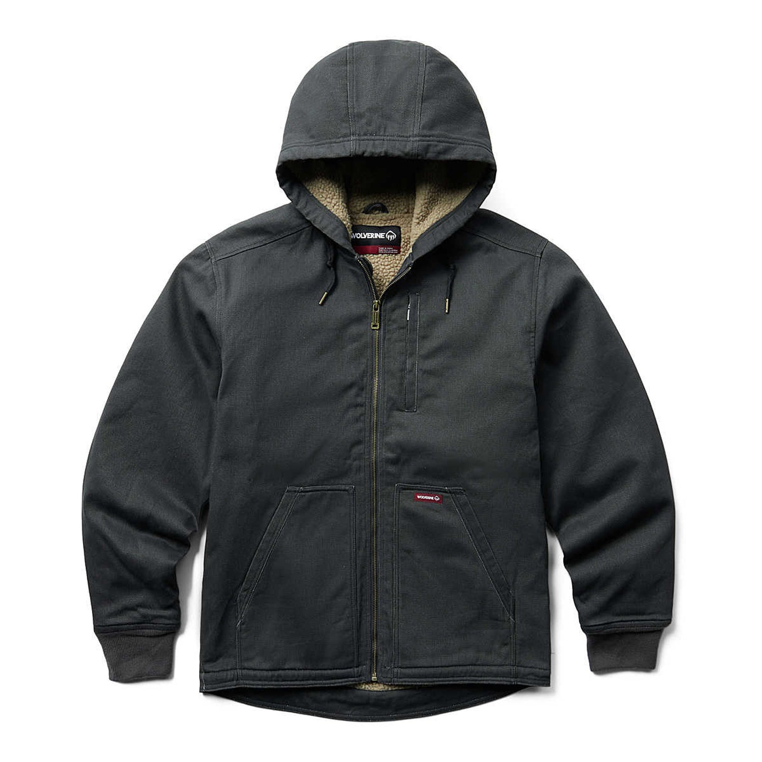 Peltz Shoes  Men's Wolverine Upland Sherpa Lined Hooded Jacket Black W1210270-003