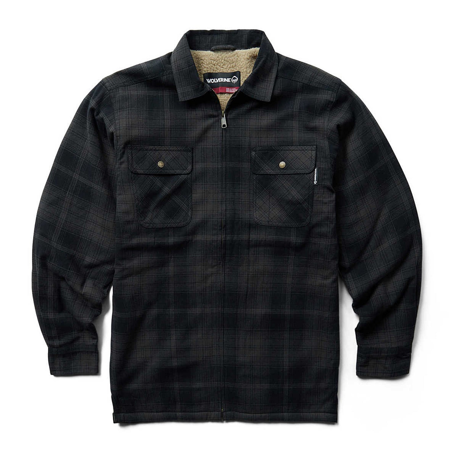 Peltz Shoes  Men's Wolverine Hastings Sherpa Lined Shirt Jac Shadow Gray W1211550-051
